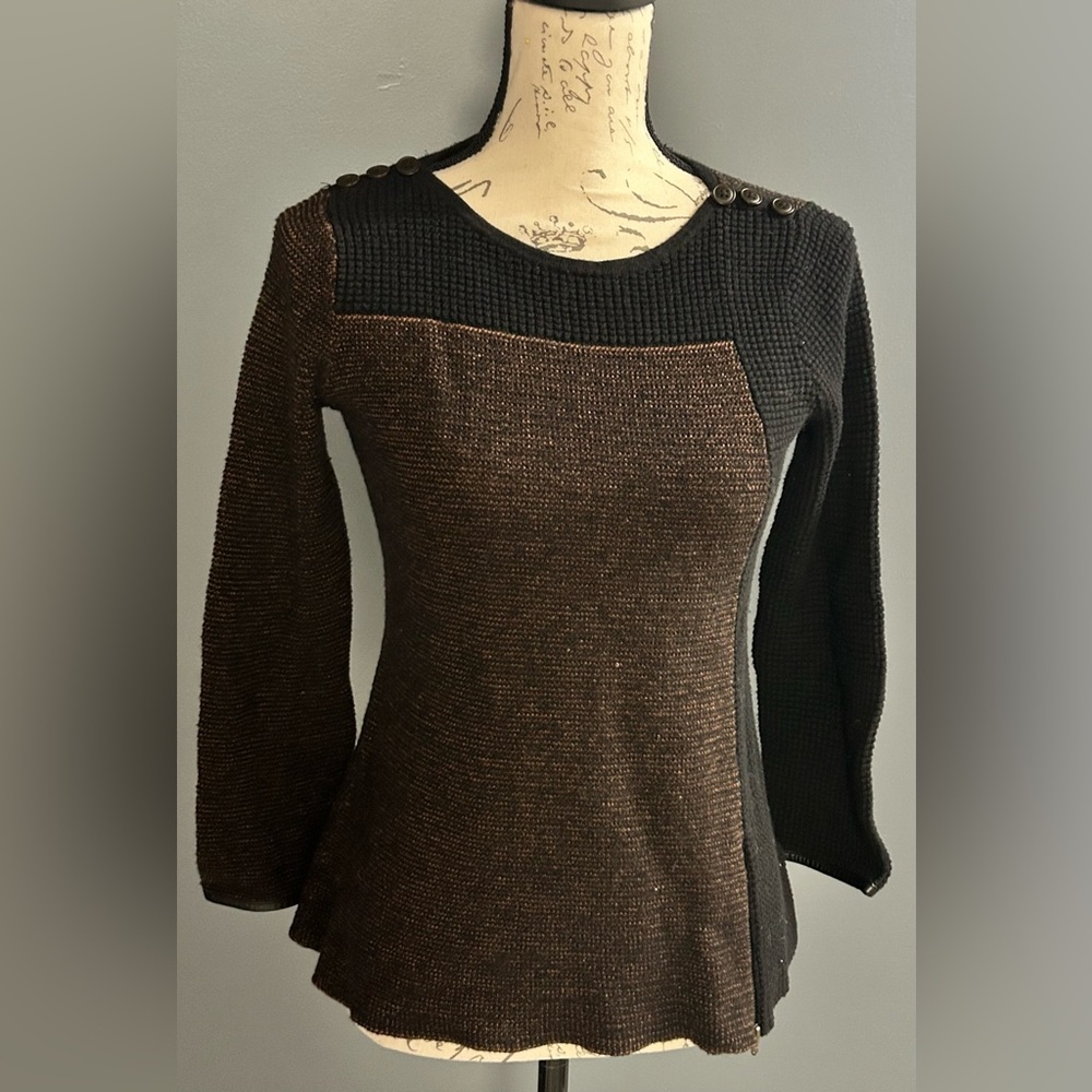 NIC+ZOE Black and Brown Textured Sweater - Picture 4 of 9